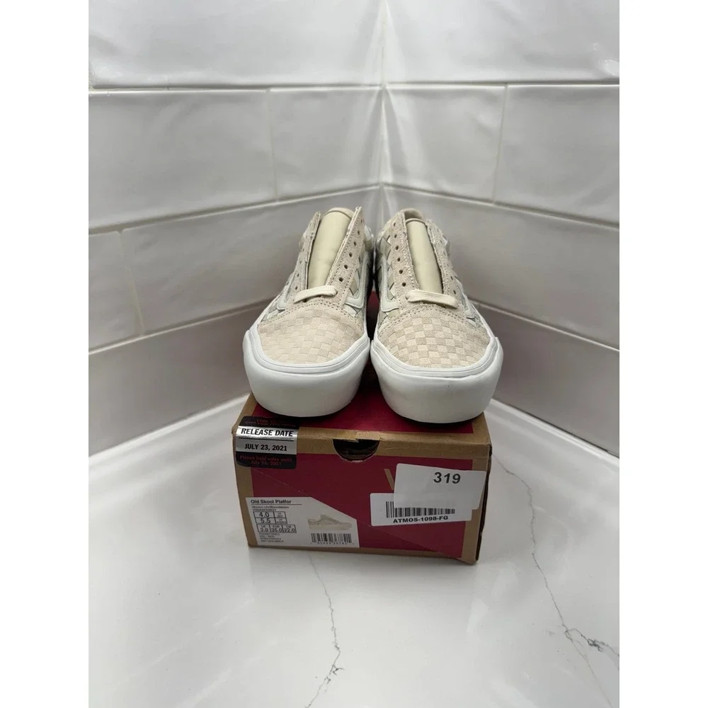 Vans Old Skool Platform Woven‎ Checkerboard Beige Women's Shoes Size 5.5
